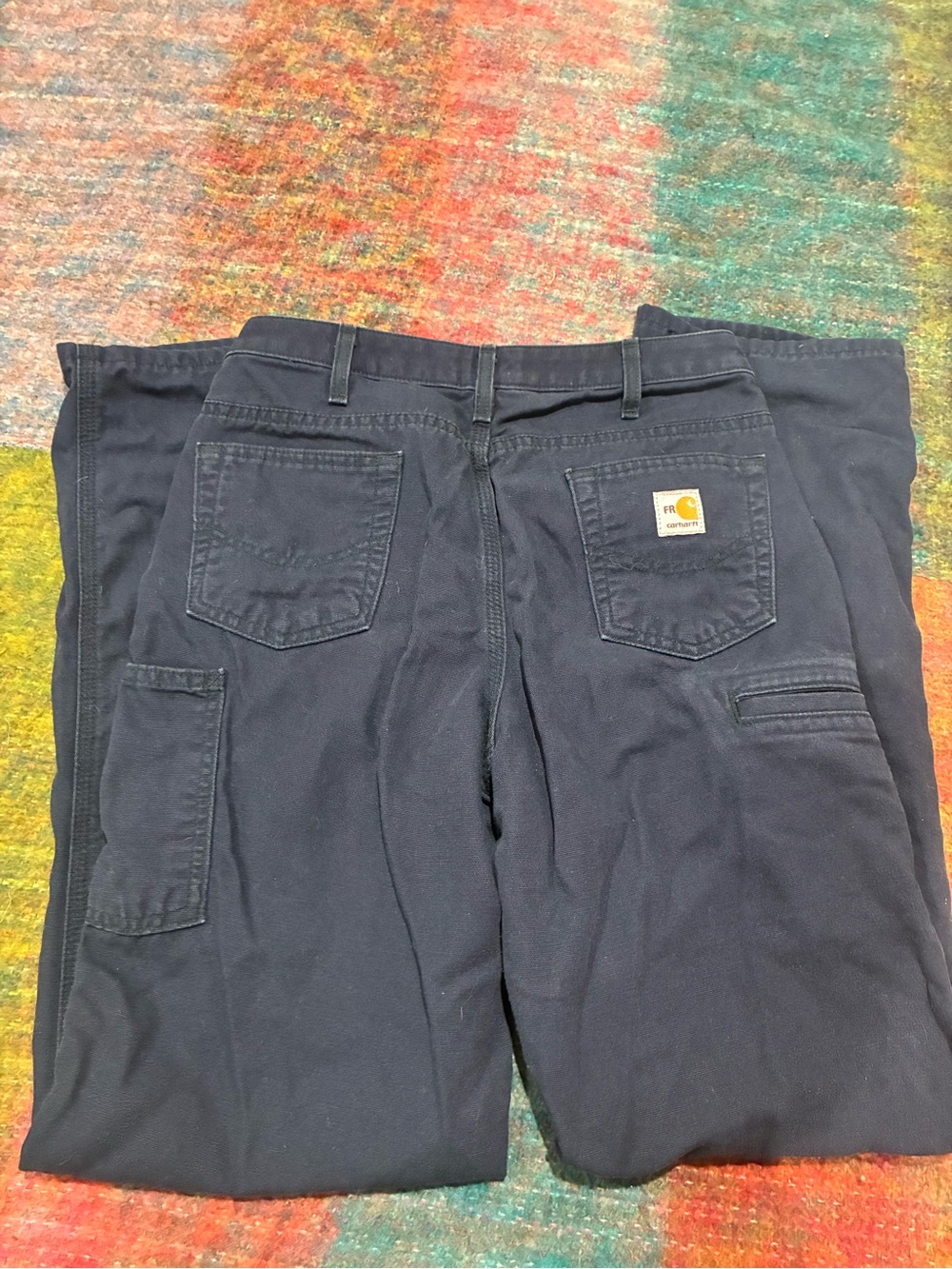 Carhartt Men's Dark Navy Cargo Work Pants with Utility Pockets